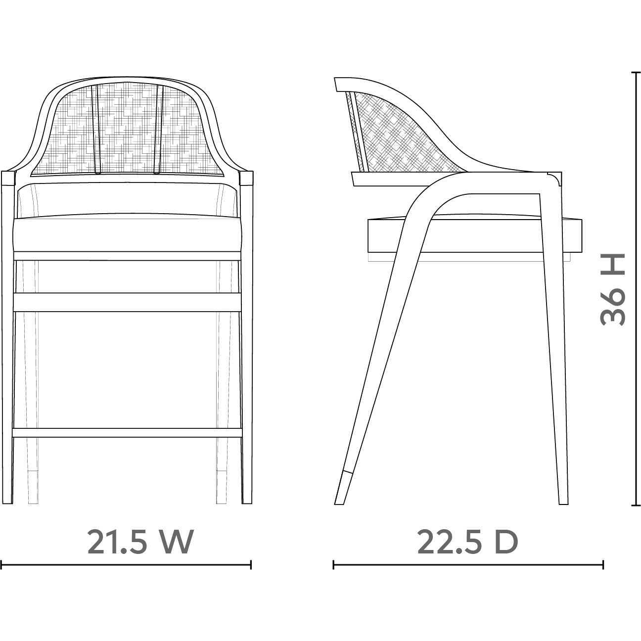 Tabouret de comptoir classique en acajou et rotin avec sabots en bronze et coussin en lin pour cuisine et salle à manger