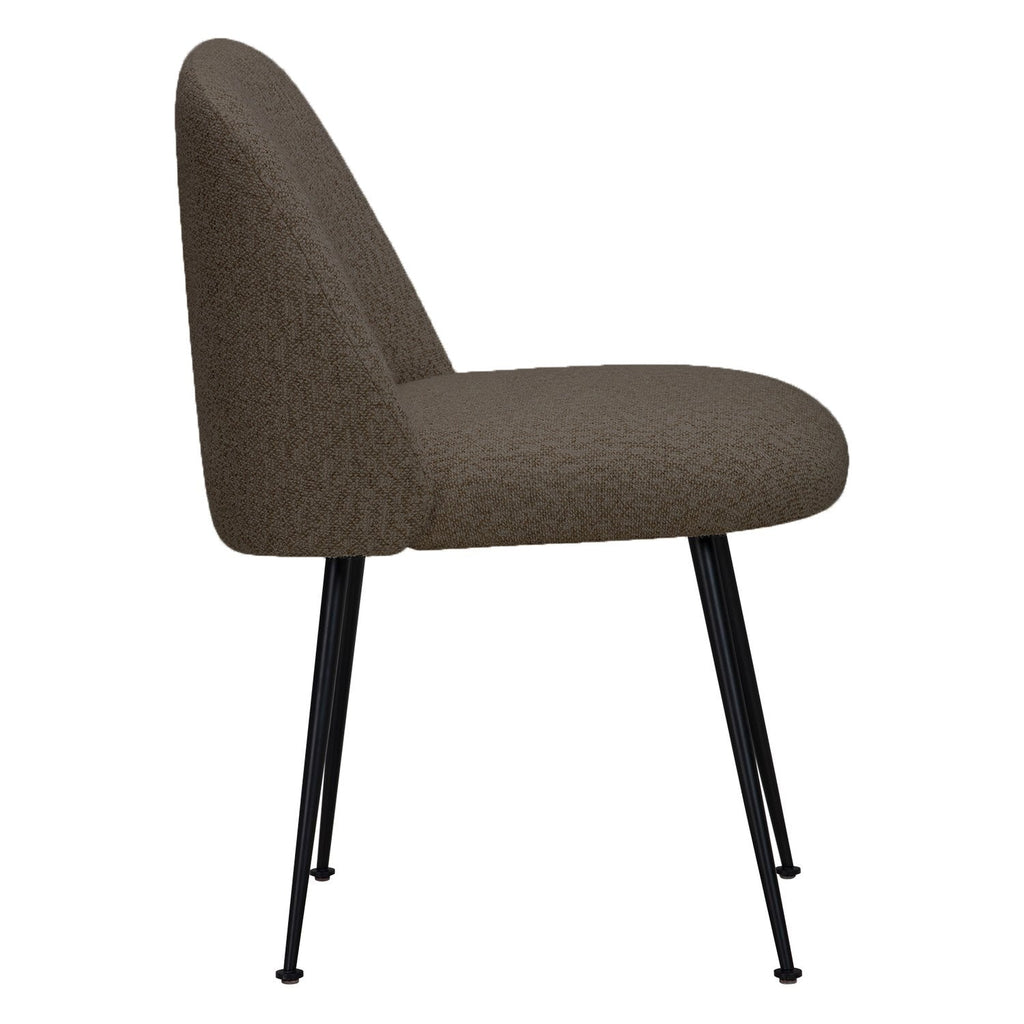 Chaise de salle à manger contemporaine en tissu et acier avec coque ergonomique rembourrée pour salle à manger