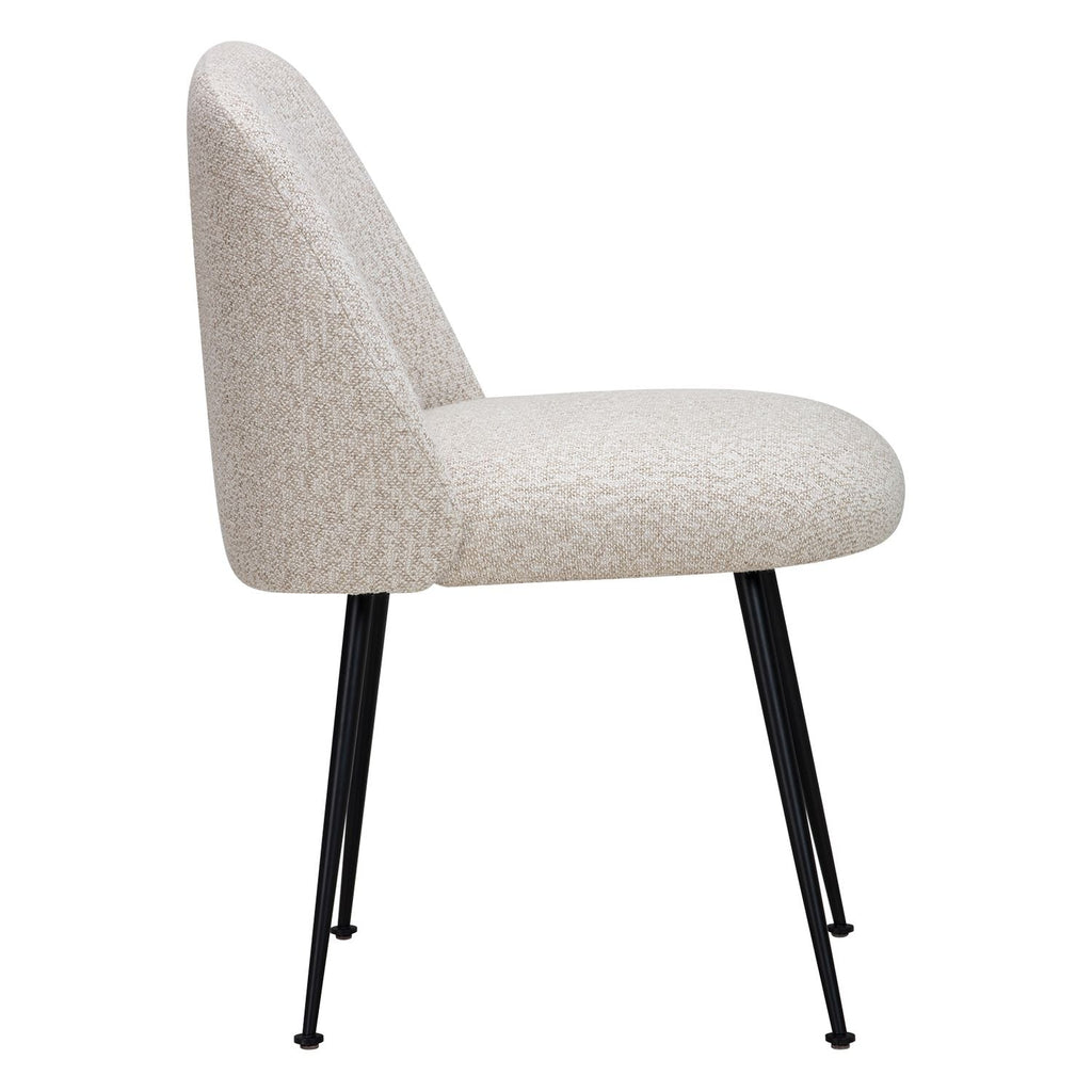 Chaise de salle à manger contemporaine en tissu et acier avec coque ergonomique rembourrée pour salle à manger