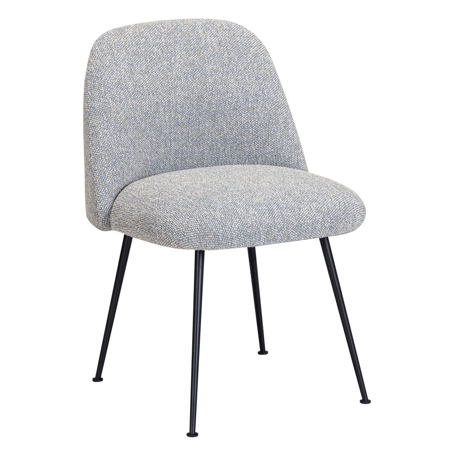 Chaise de salle à manger contemporaine en tissu et acier avec coque ergonomique rembourrée pour salle à manger