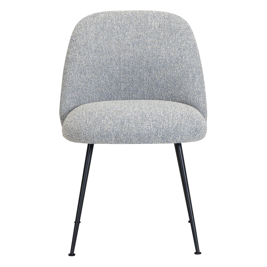 Chaise de salle à manger contemporaine en tissu et acier avec coque ergonomique rembourrée pour salle à manger