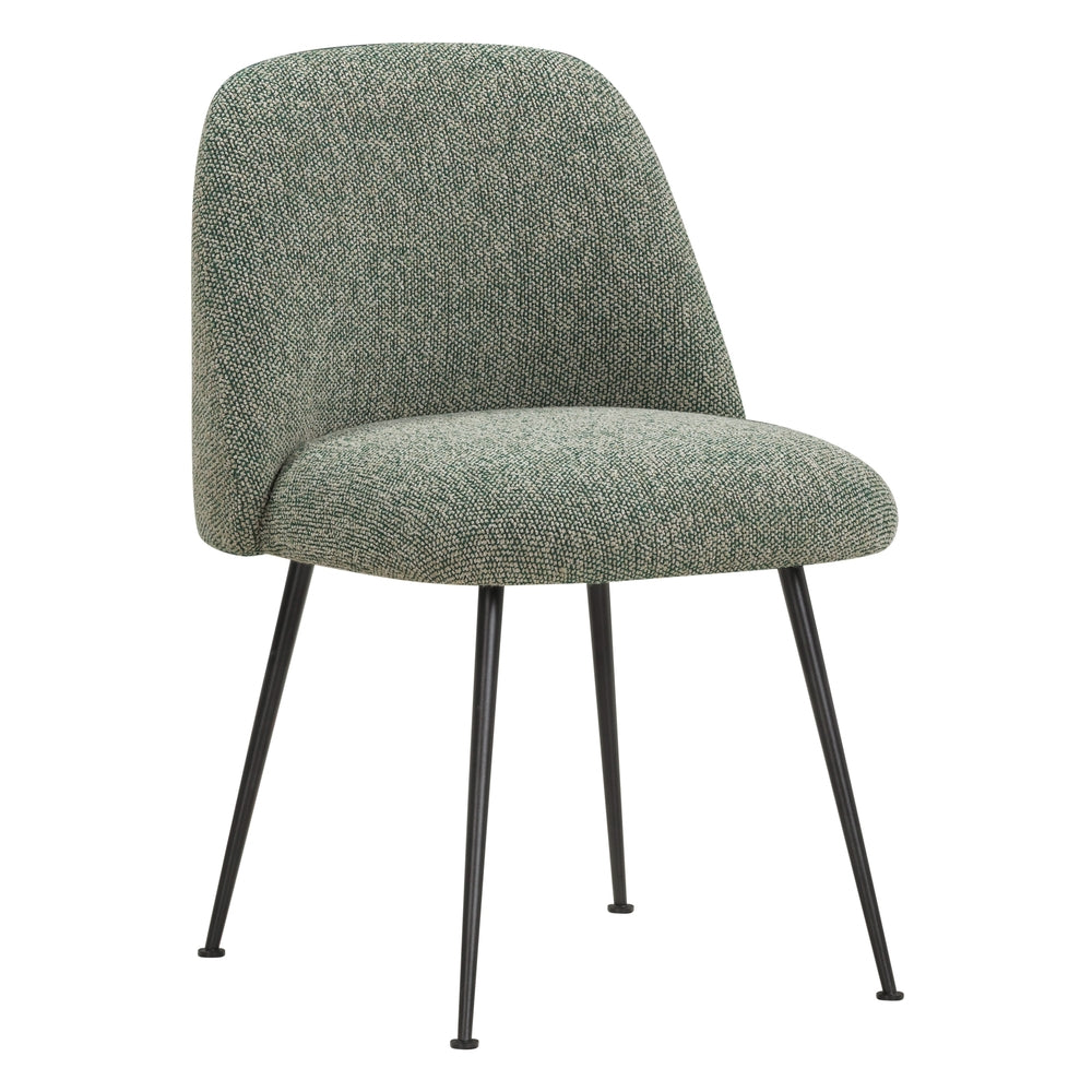 Chaise de salle à manger contemporaine en tissu et acier avec coque ergonomique rembourrée pour salle à manger