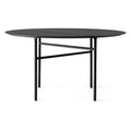 Table à manger ronde minimaliste en placage de chêne et linoléum avec piétement élancé pour salle à manger