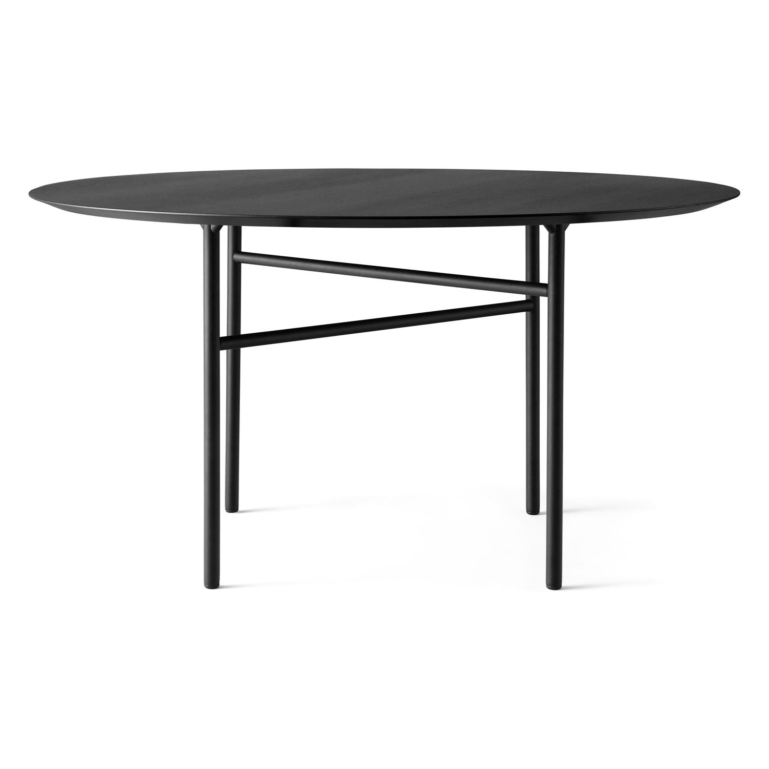 Table à manger ronde minimaliste en placage de chêne et linoléum avec piétement élancé pour salle à manger