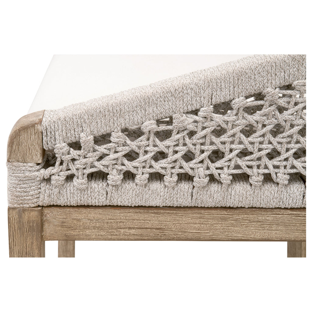 Tabouret de comptoir Coastal Mahogany & White Rope avec assise tissée et coussin de performance pour cuisine et et salle à manger