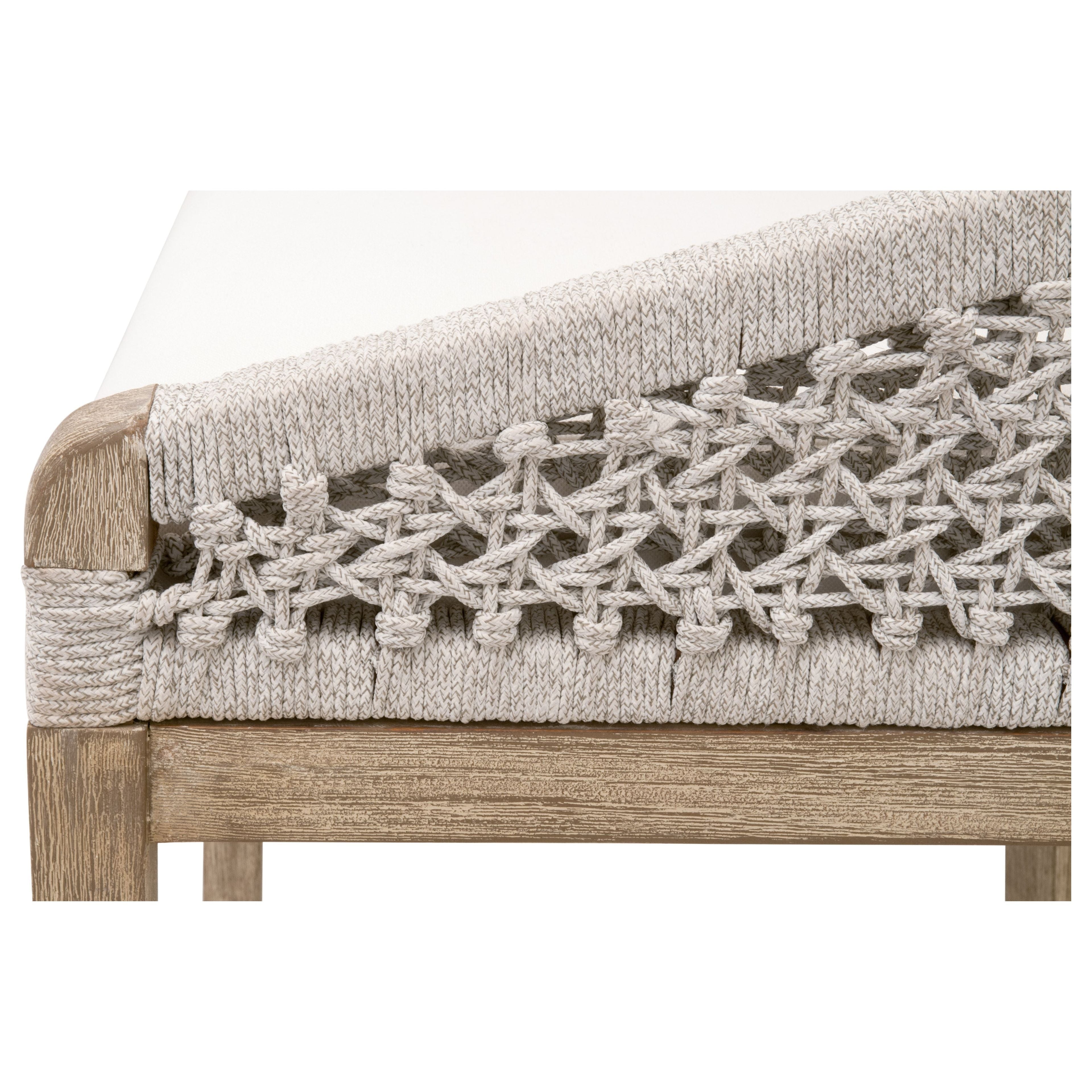 Tabouret de comptoir Coastal Mahogany & White Rope avec assise tissée et coussin de performance pour cuisine et et salle à manger