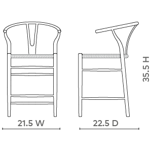 Tabouret de comptoir scandinave en chêne blanchi et corde avec dossier incurvé pour cuisine et salle à manger