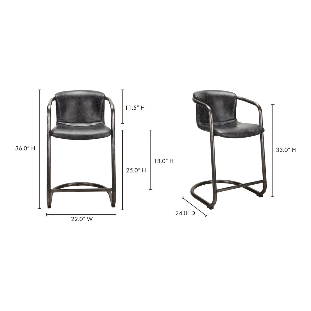 Lot de deux tabourets de bar industriels en cuir et fer forgé avec structure tubulaire pour cuisine et salle à manger