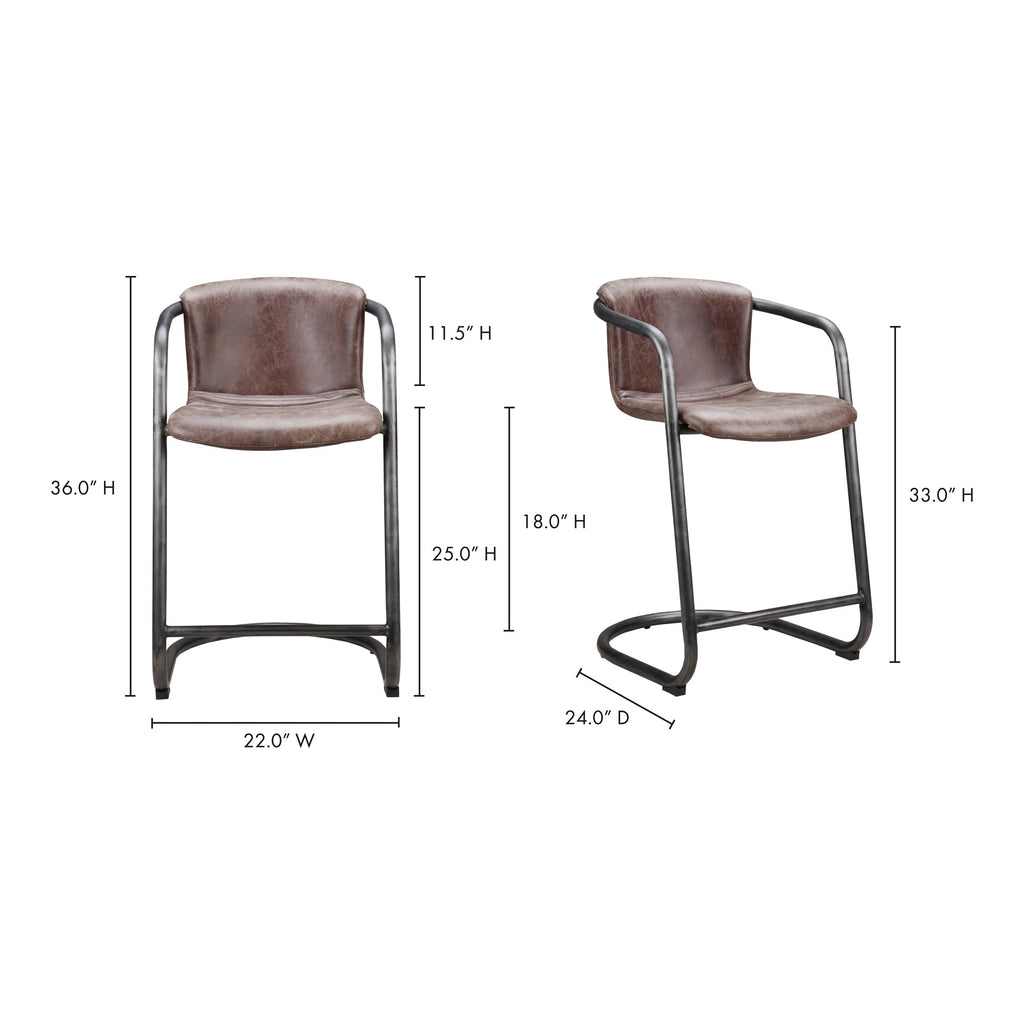 Lot de deux tabourets de bar industriels en cuir et fer forgé avec structure tubulaire pour cuisine et salle à manger