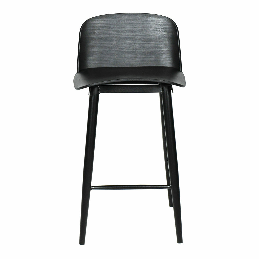 Tabouret de bar minimaliste en polypropylène et métal avec dossier bas et pieds fuselés pour cuisine et salle à manger