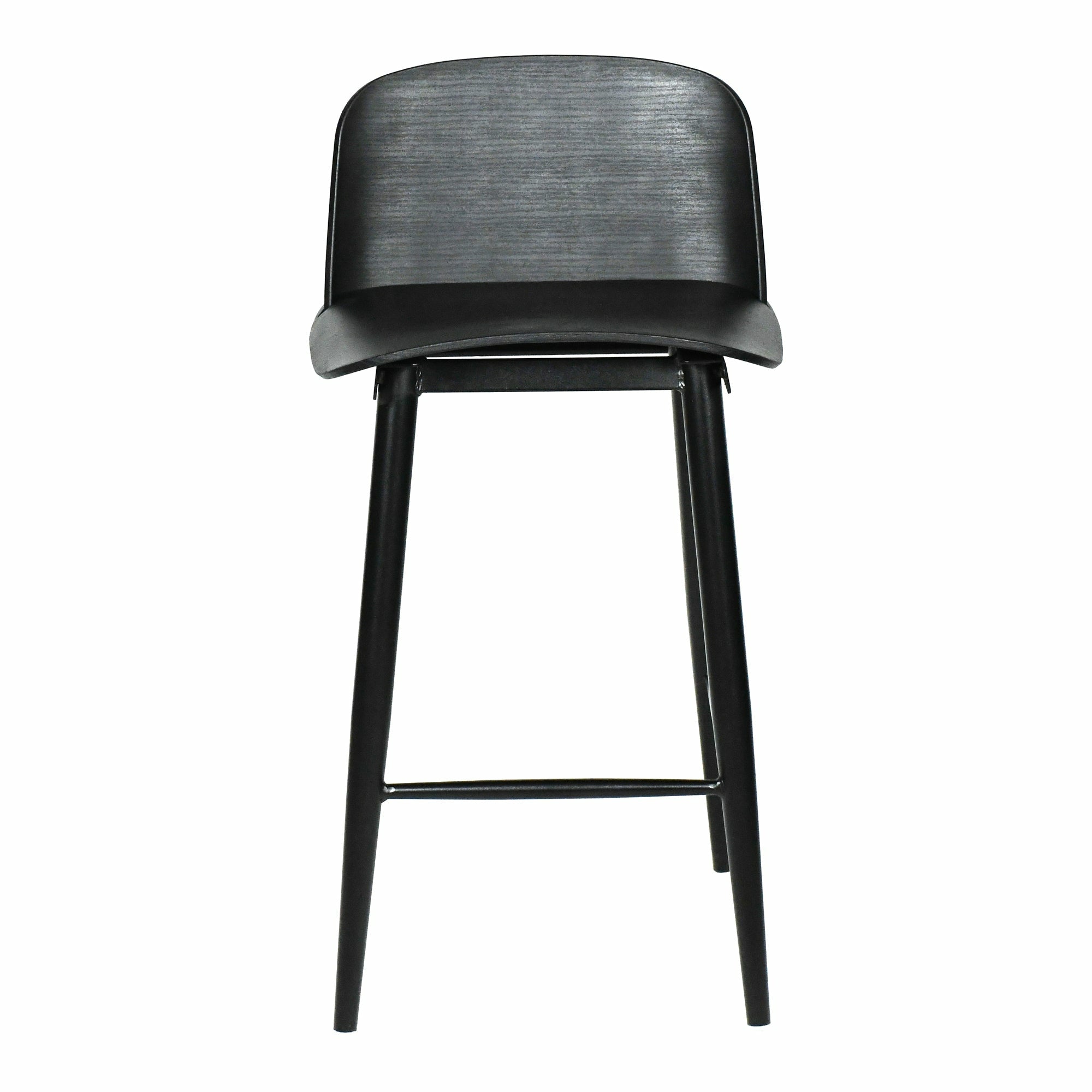 Tabouret de bar minimaliste en polypropylène et métal avec dossier bas et pieds fuselés pour cuisine et salle à manger