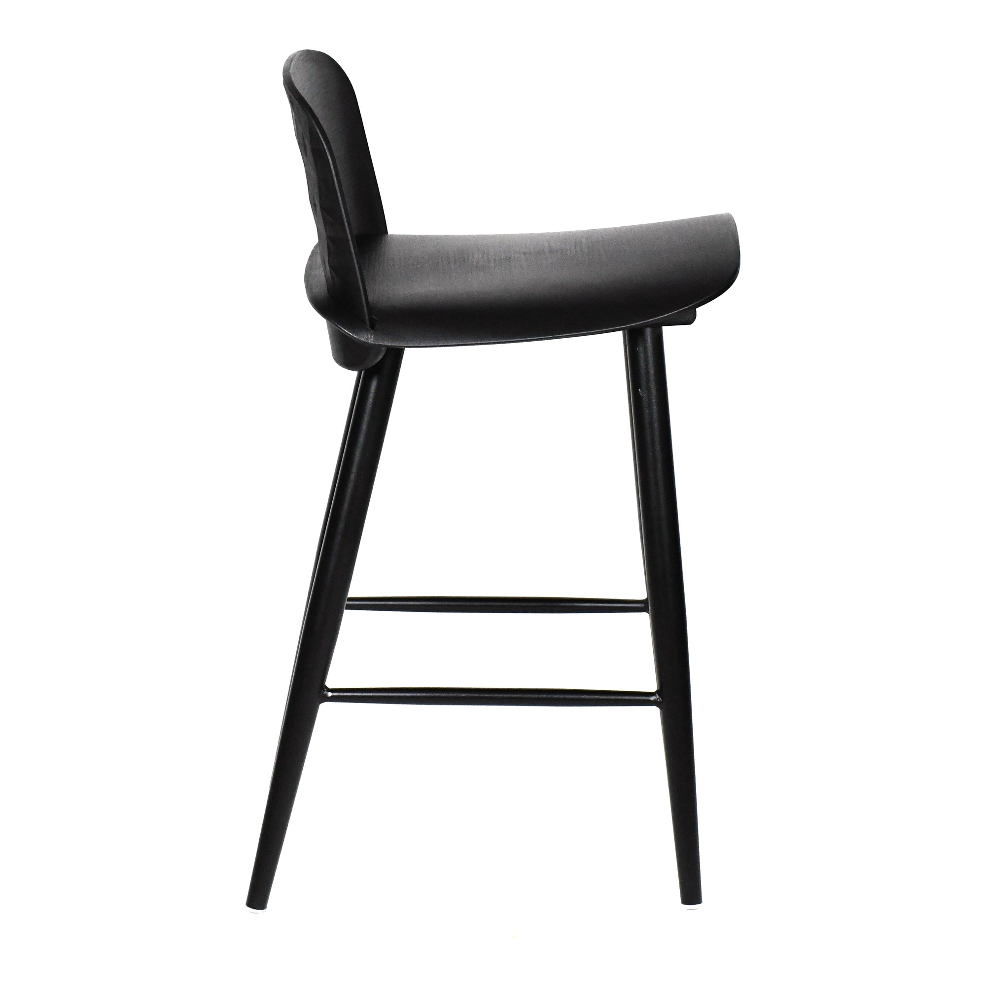 Tabouret de bar minimaliste en polypropylène et métal avec dossier bas et pieds fuselés pour cuisine et salle à manger