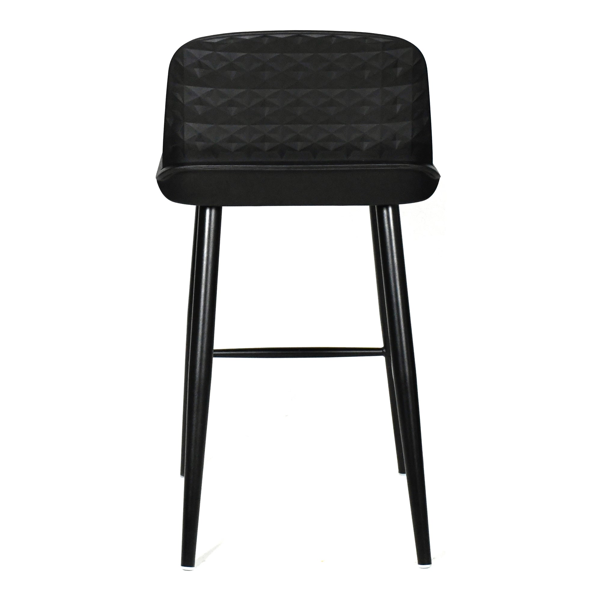 Tabouret de bar minimaliste en polypropylène et métal avec dossier bas et pieds fuselés pour cuisine et salle à manger
