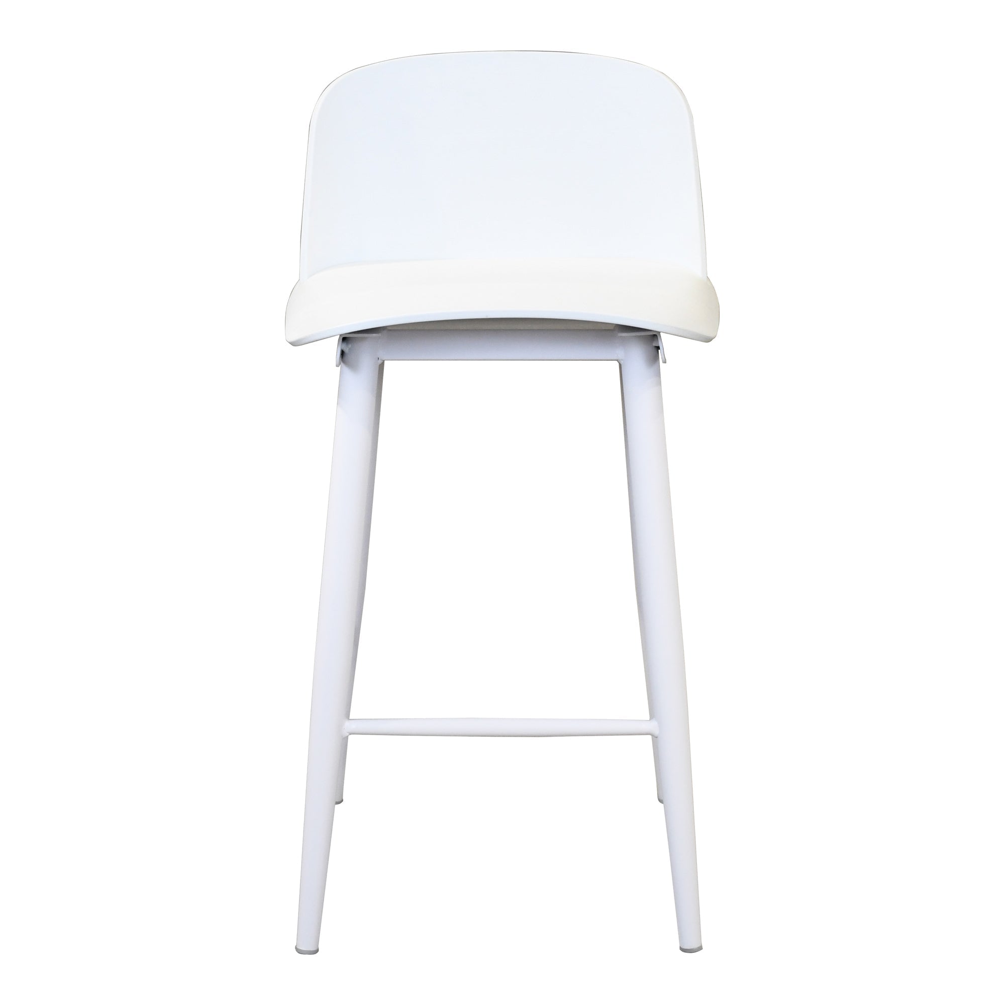 Tabouret de bar minimaliste en polypropylène et métal avec dossier bas et pieds fuselés pour cuisine et salle à manger