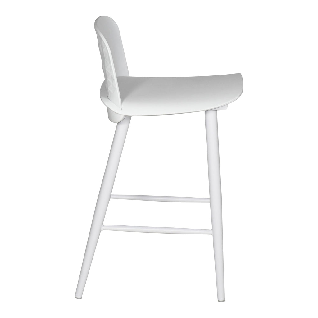 Tabouret de bar minimaliste en polypropylène et métal avec dossier bas et pieds fuselés pour cuisine et salle à manger