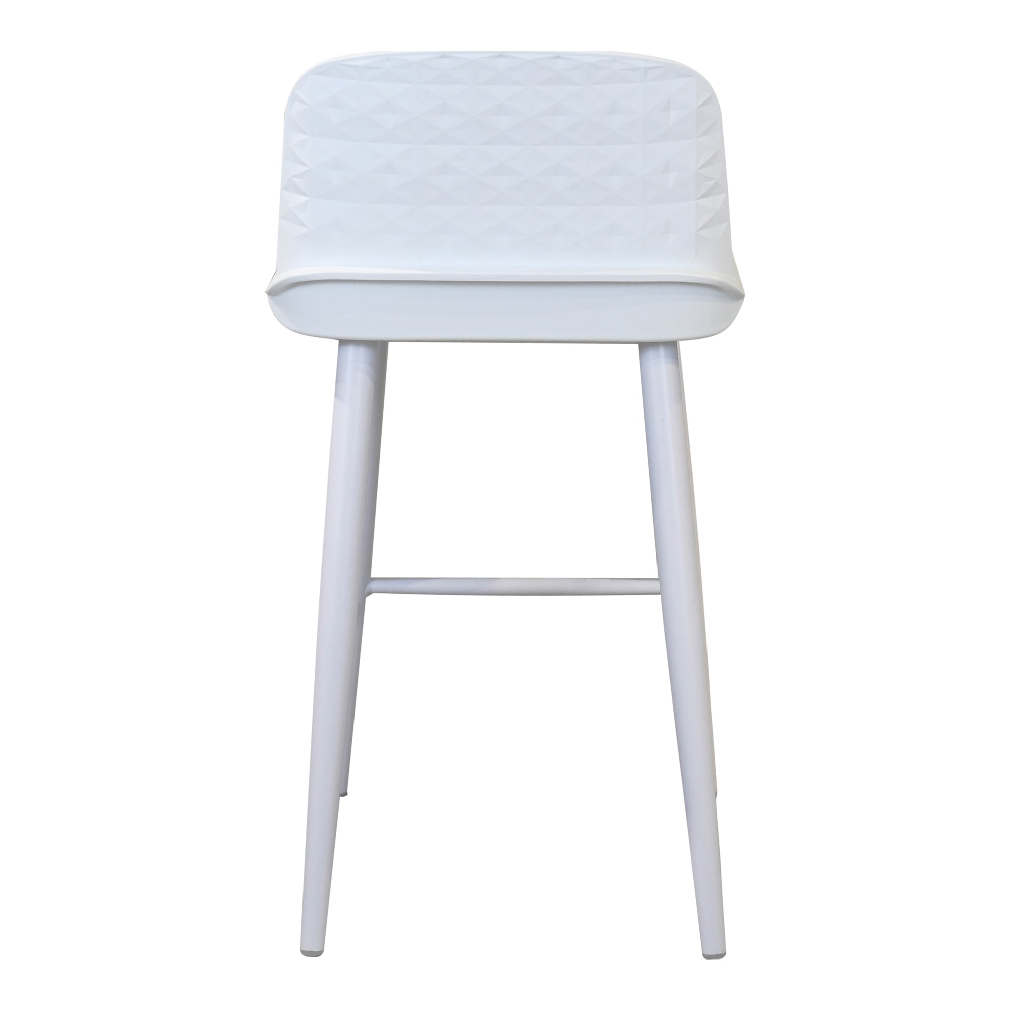 Tabouret de bar minimaliste en polypropylène et métal avec dossier bas et pieds fuselés pour cuisine et salle à manger