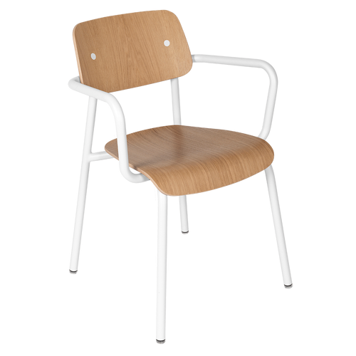 Fauteuil de salle à manger contemporain en aluminium avec coque incurvée empilable pour salle à manger
