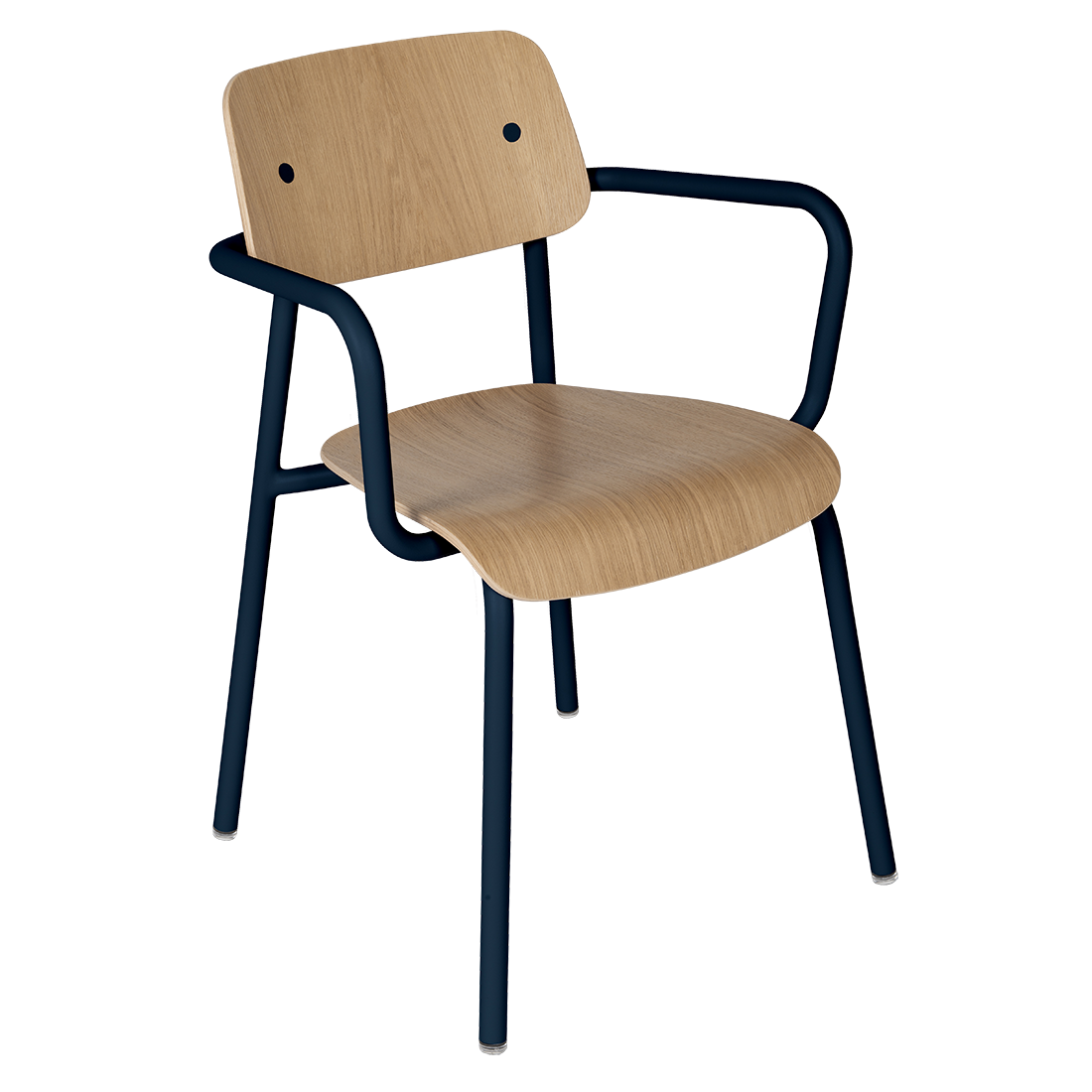 Fauteuil de salle à manger contemporain en aluminium avec coque incurvée empilable pour salle à manger