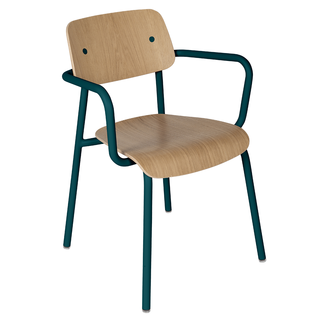 Fauteuil de salle à manger contemporain en aluminium avec coque incurvée empilable pour salle à manger