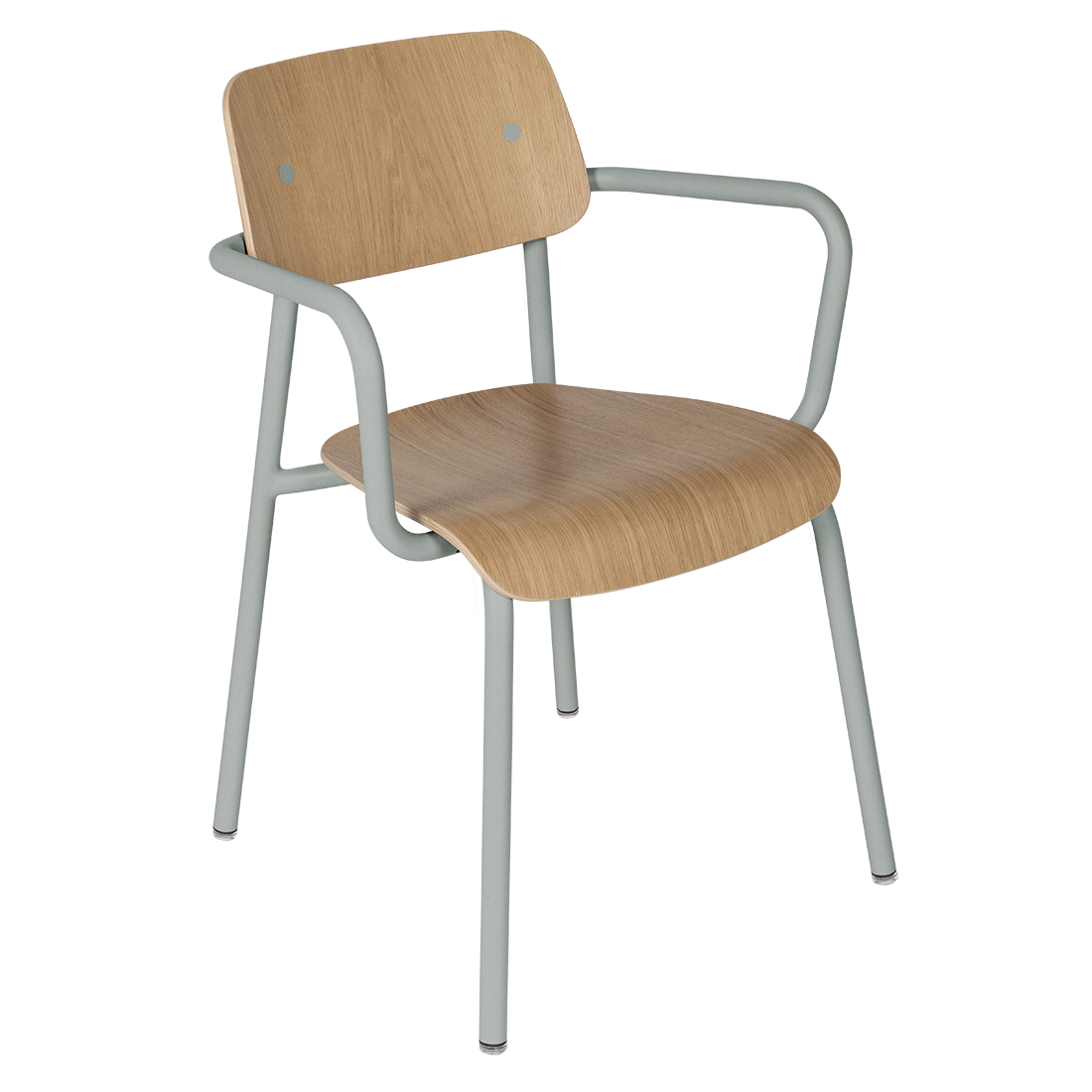 Fauteuil de salle à manger contemporain en aluminium avec coque incurvée empilable pour salle à manger