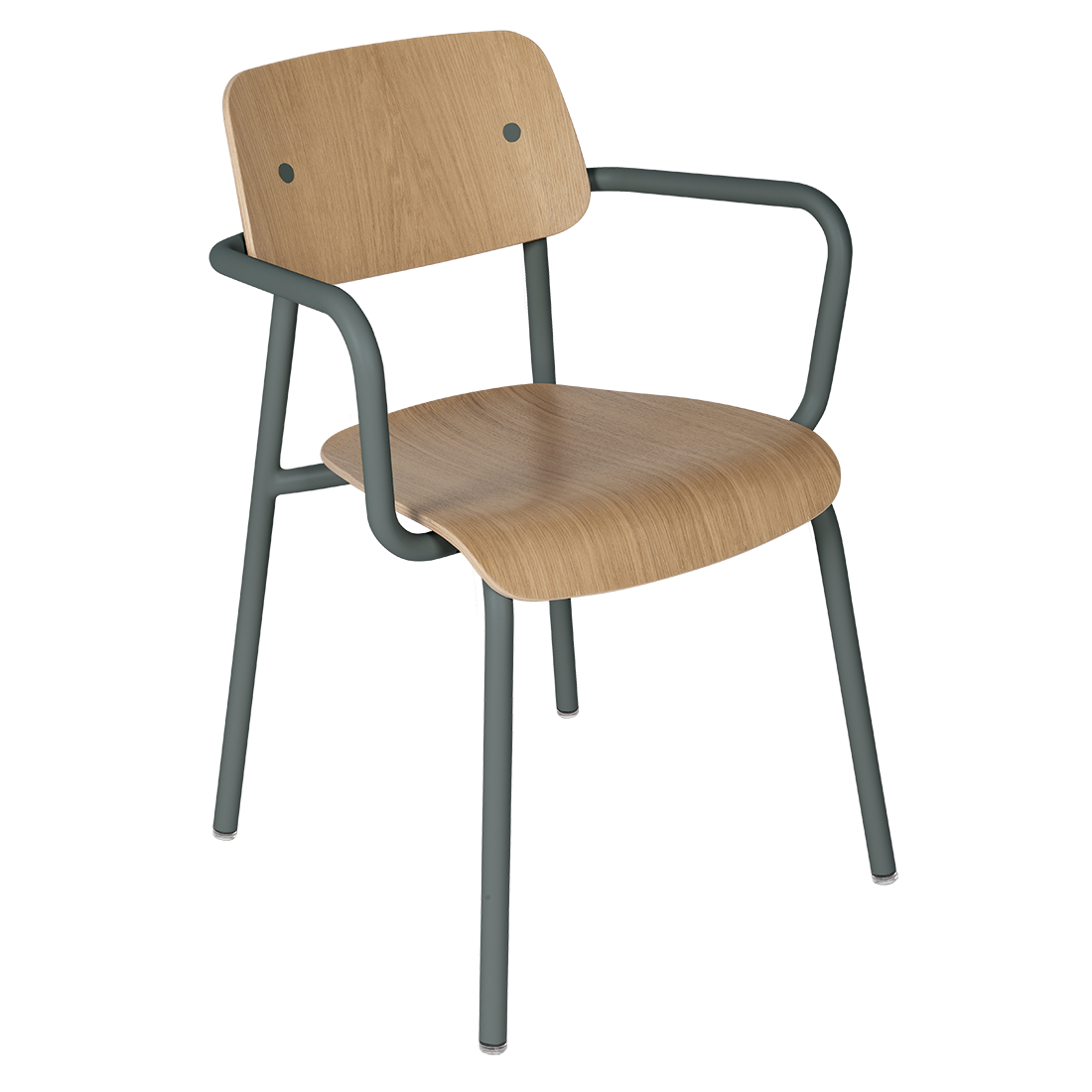 Fauteuil de salle à manger contemporain en aluminium avec coque incurvée empilable pour salle à manger
