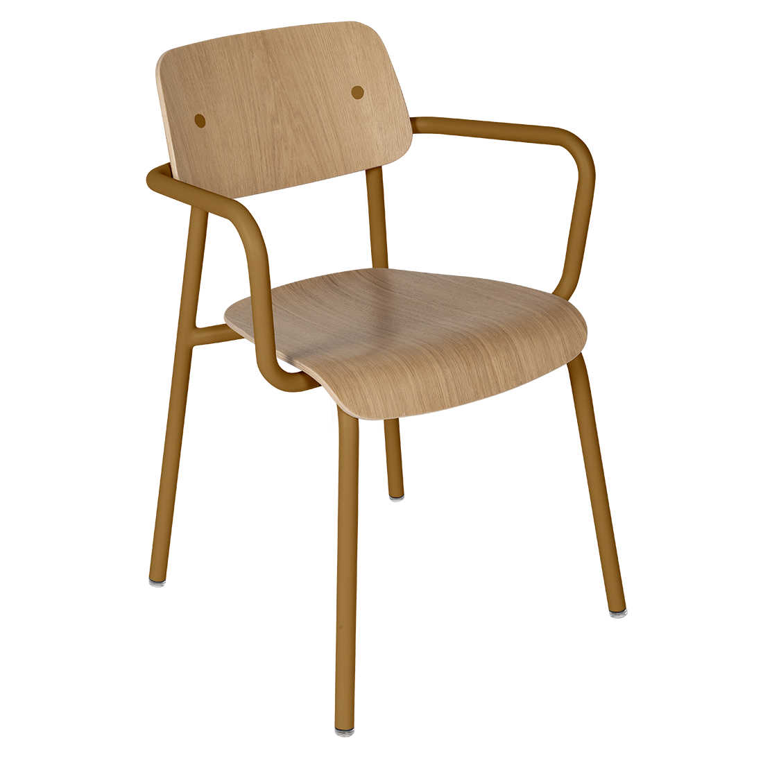 Fauteuil de salle à manger contemporain en aluminium avec coque incurvée empilable pour salle à manger