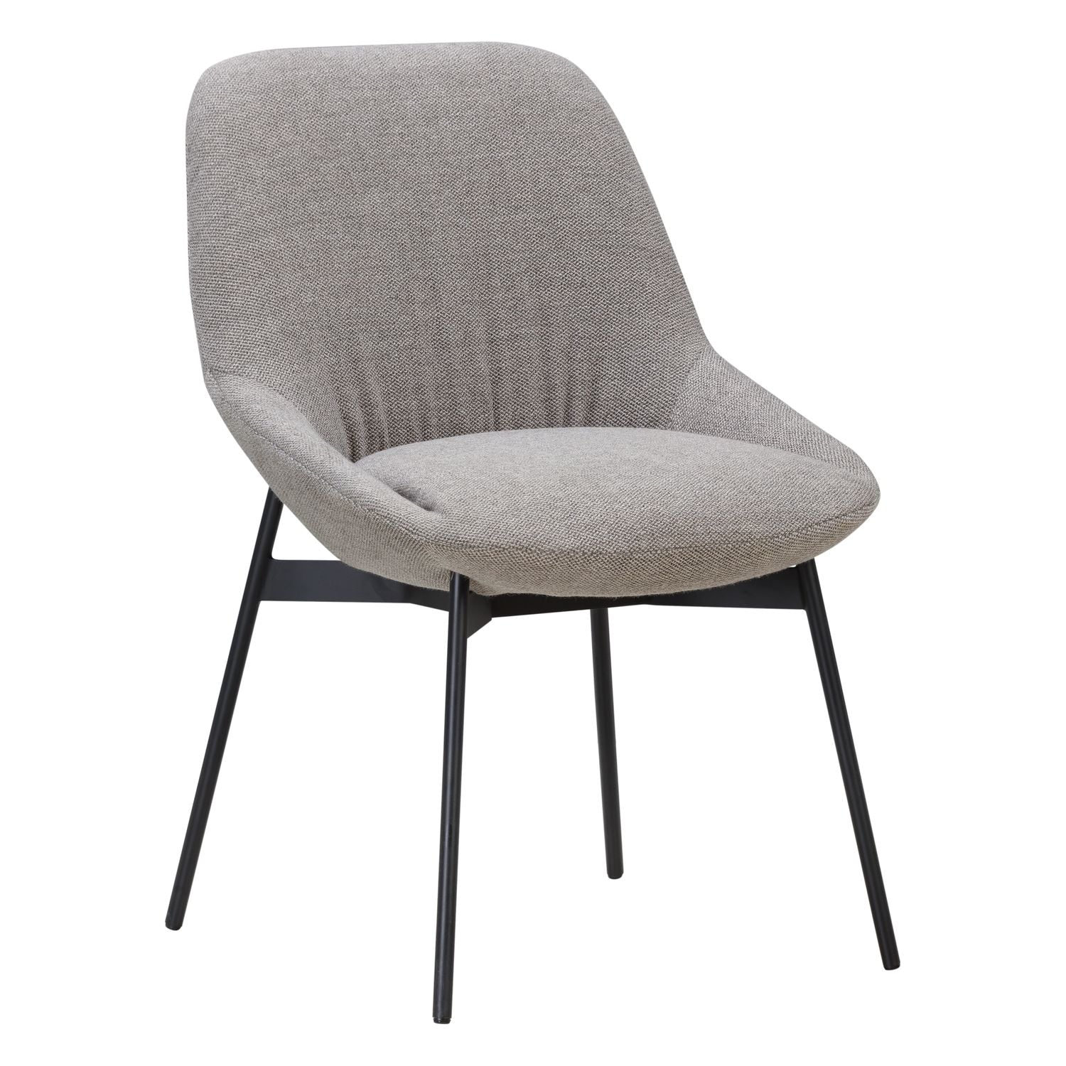 Chaise de salle à manger contemporaine en acier rembourré avec accoudoirs bas et dossier inclinable