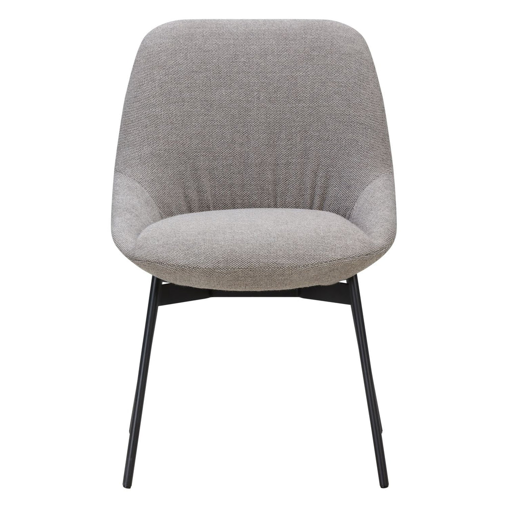 Chaise de salle à manger contemporaine en acier rembourré avec accoudoirs bas et dossier inclinable