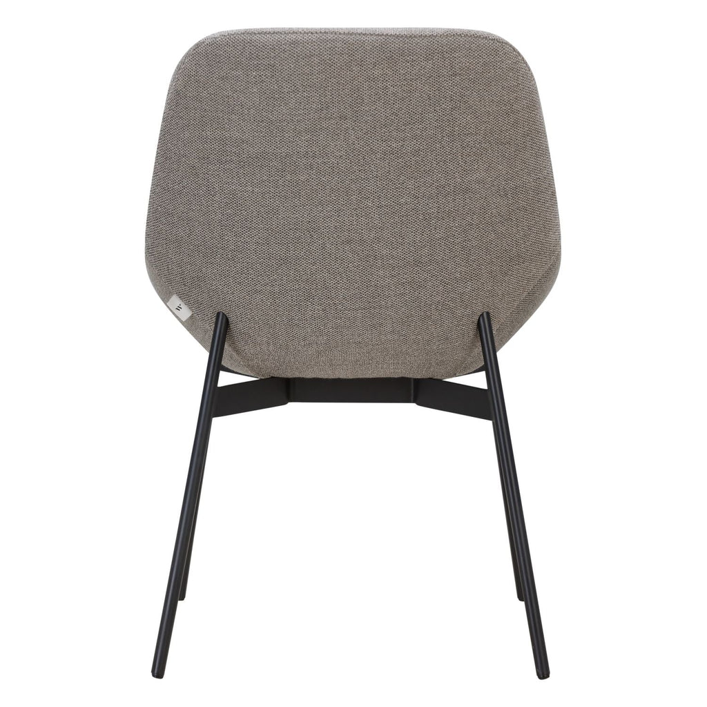Chaise de salle à manger contemporaine en acier rembourré avec accoudoirs bas et dossier inclinable