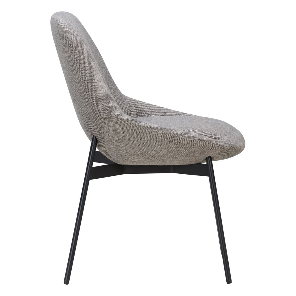 Chaise de salle à manger contemporaine en acier rembourré avec accoudoirs bas et dossier inclinable