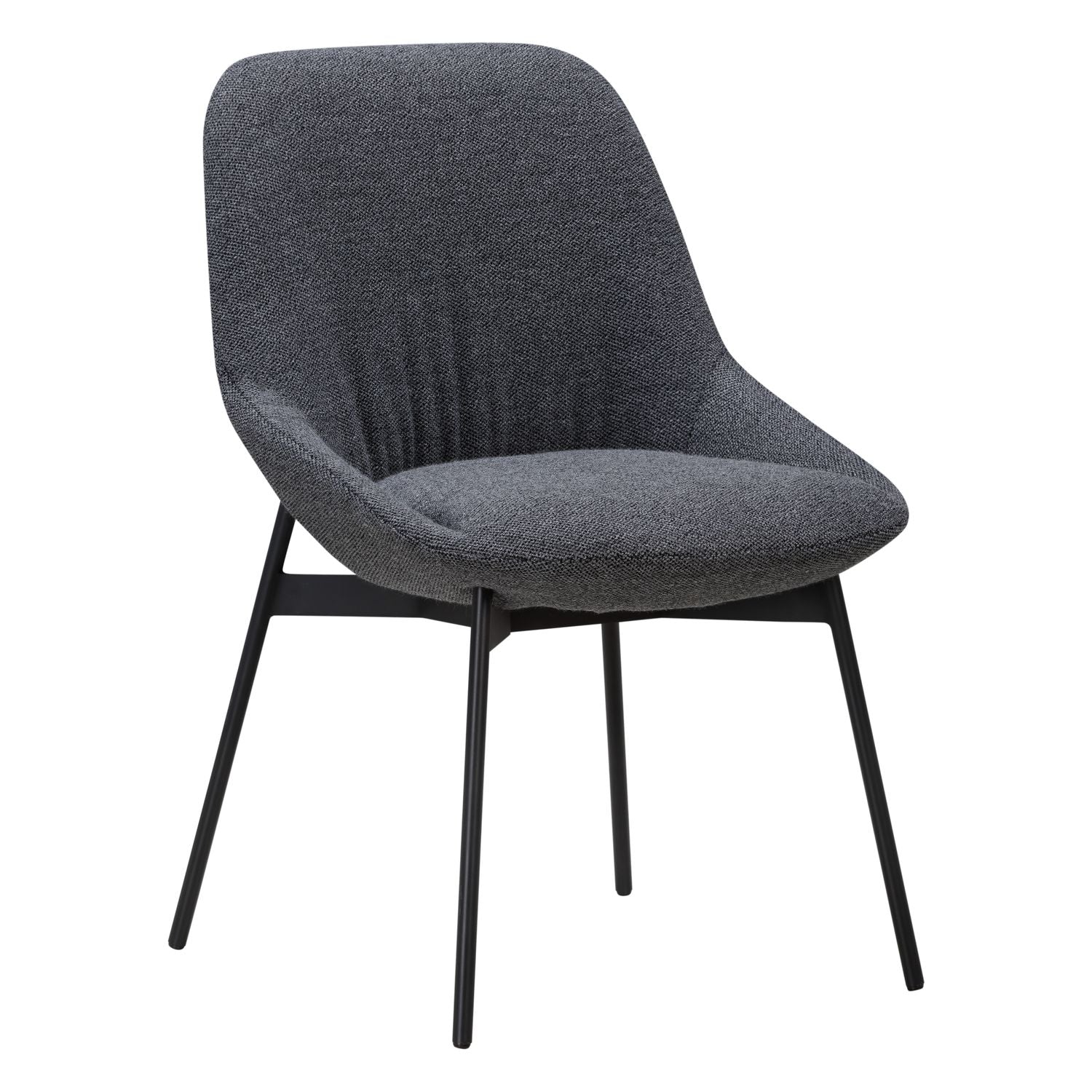 Chaise de salle à manger contemporaine en acier rembourré avec accoudoirs bas et dossier inclinable