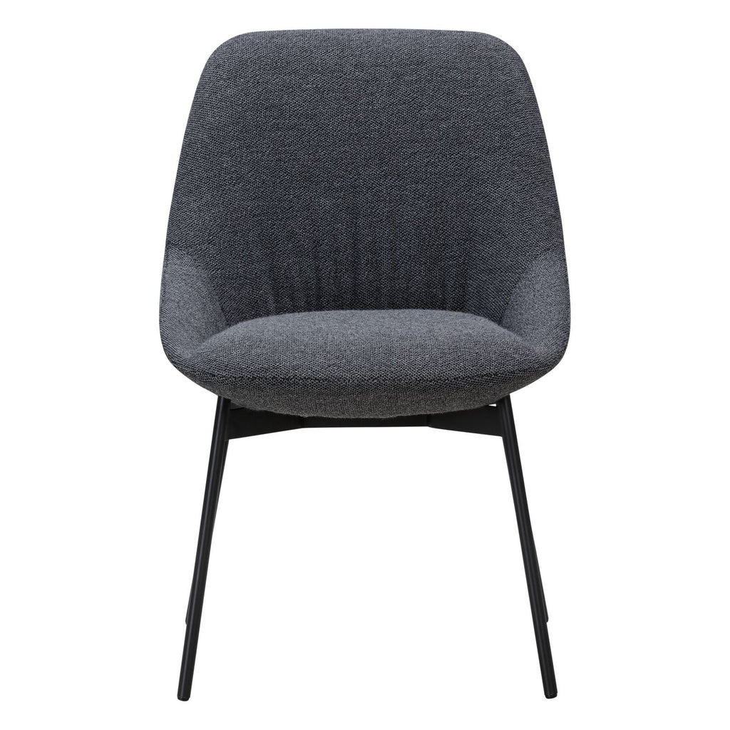 Chaise de salle à manger contemporaine en acier rembourré avec accoudoirs bas et dossier inclinable