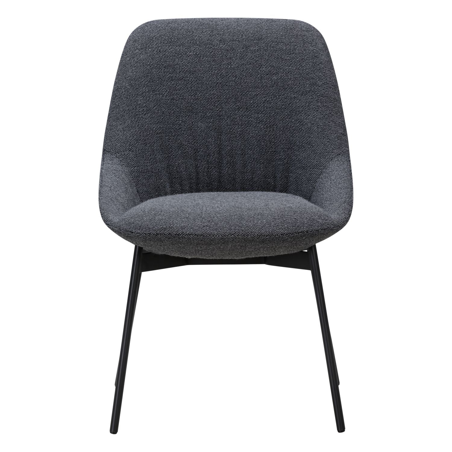 Chaise de salle à manger contemporaine en acier rembourré avec accoudoirs bas et dossier inclinable
