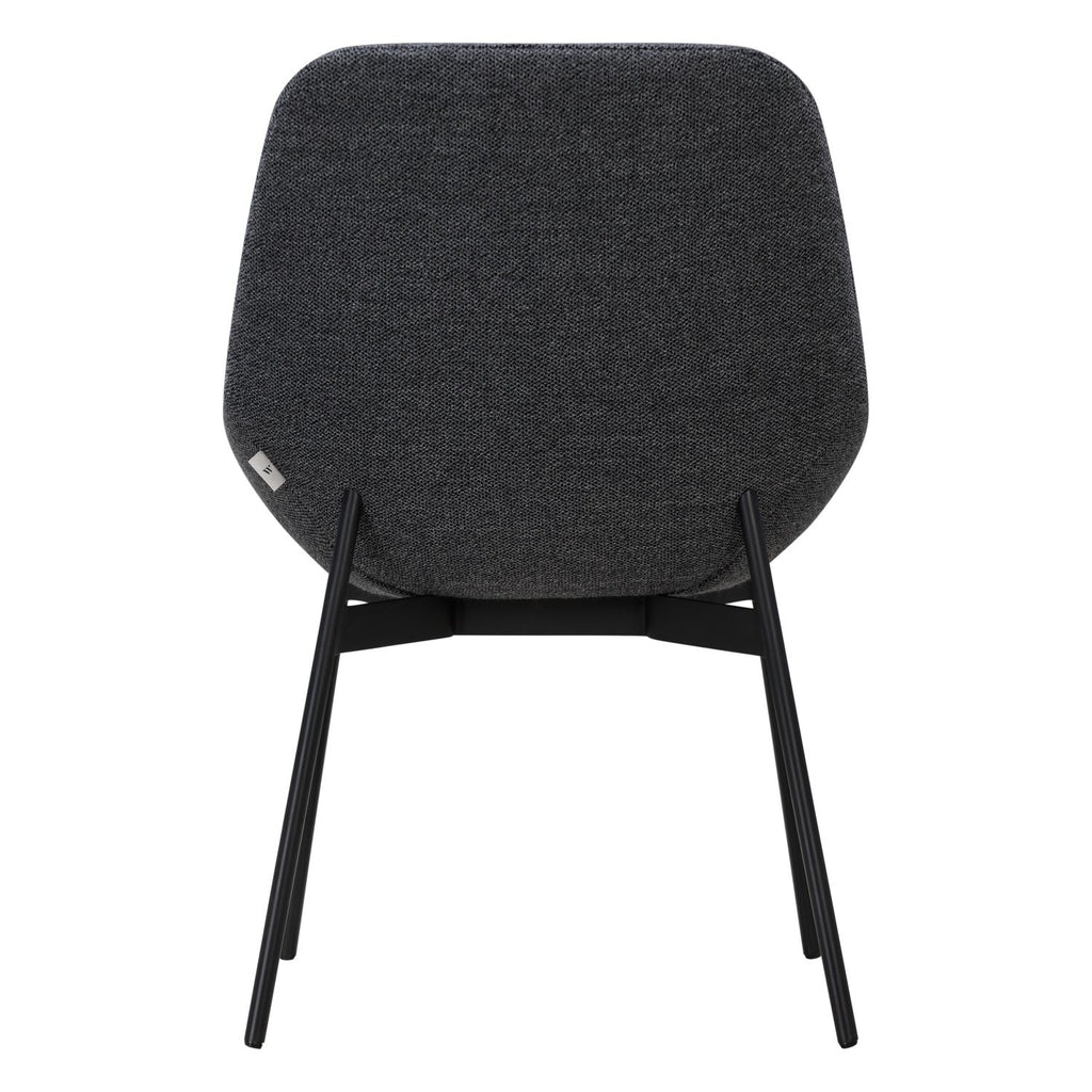 Chaise de salle à manger contemporaine en acier rembourré avec accoudoirs bas et dossier inclinable