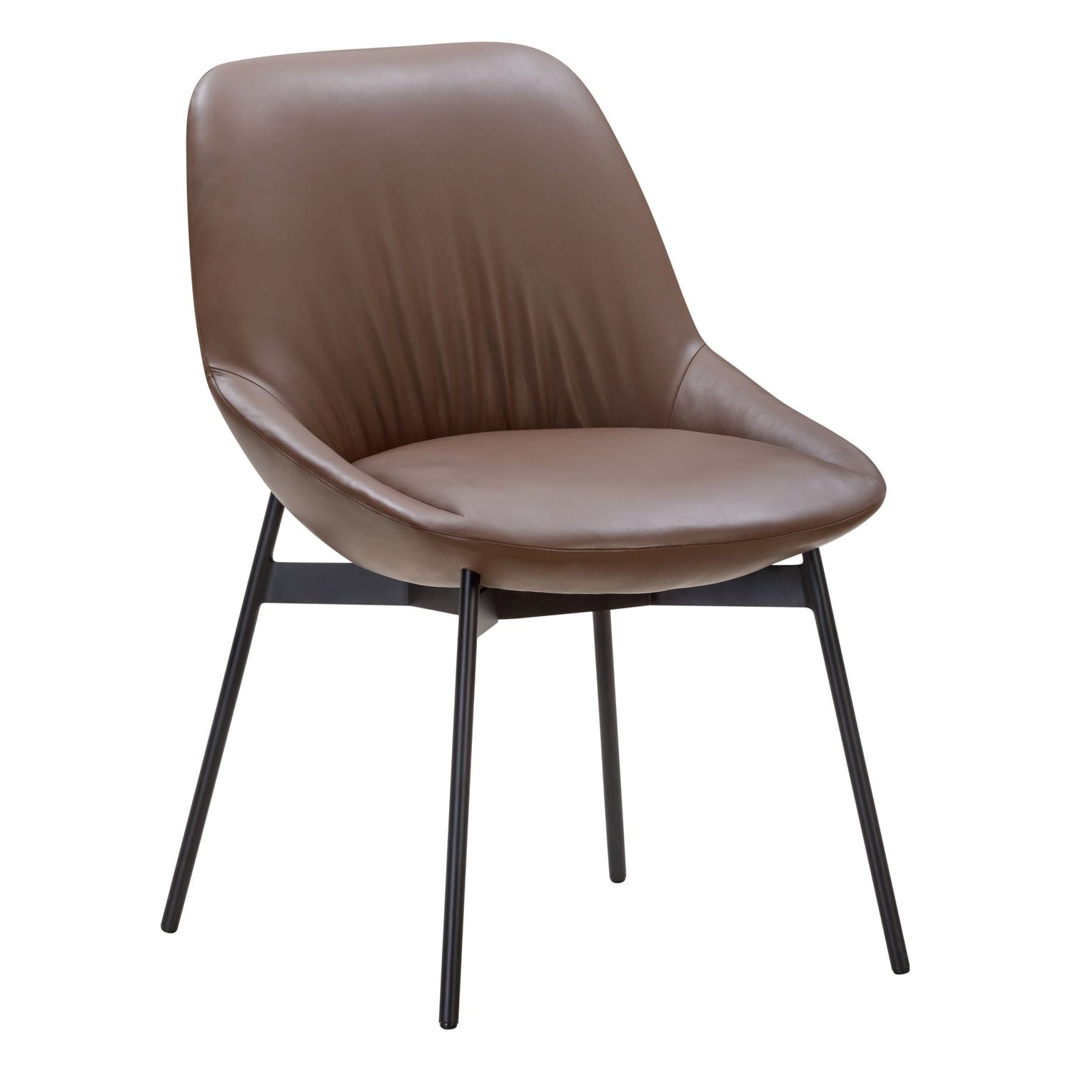 Chaise de salle à manger contemporaine en acier rembourré avec accoudoirs bas et dossier inclinable