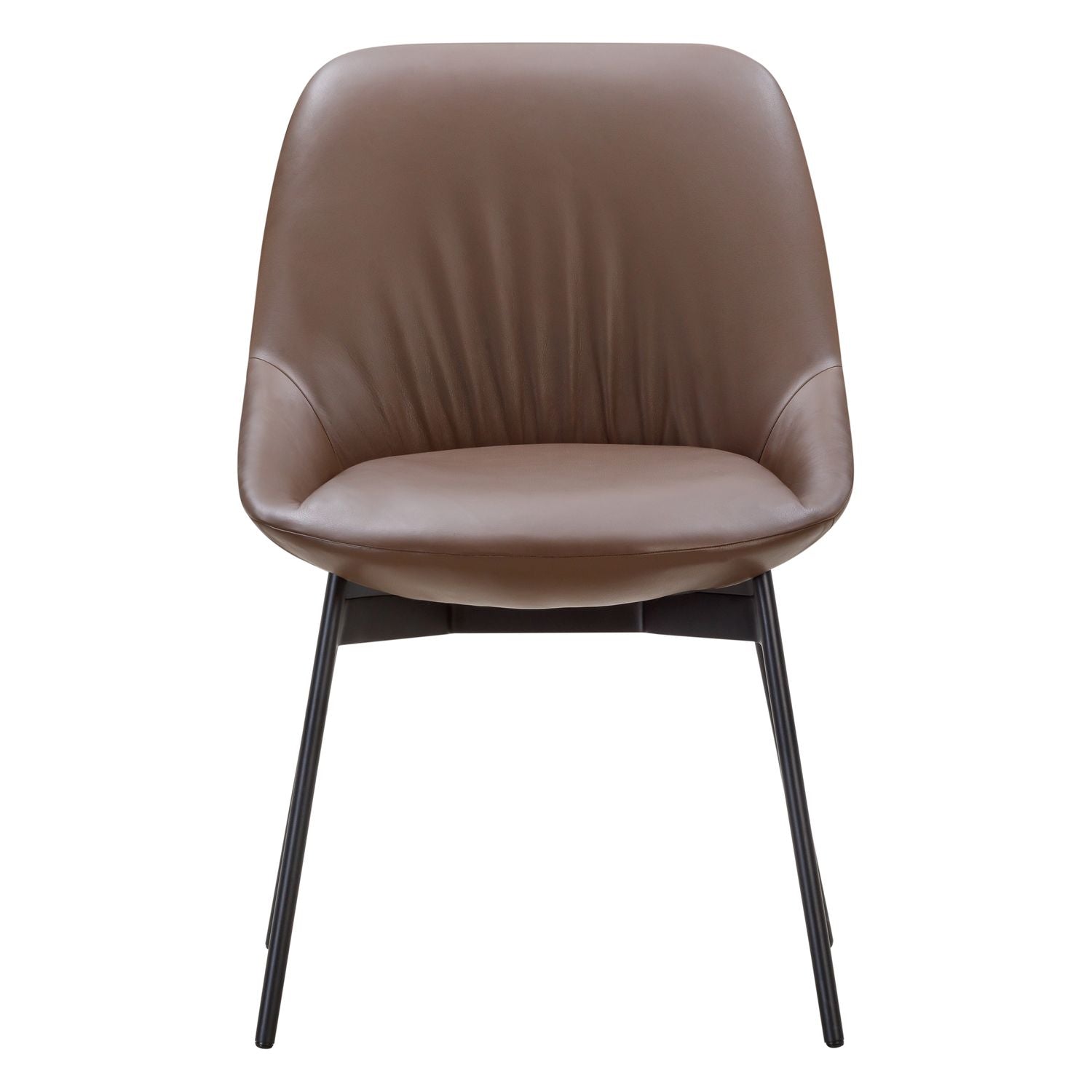 Chaise de salle à manger contemporaine en acier rembourré avec accoudoirs bas et dossier inclinable