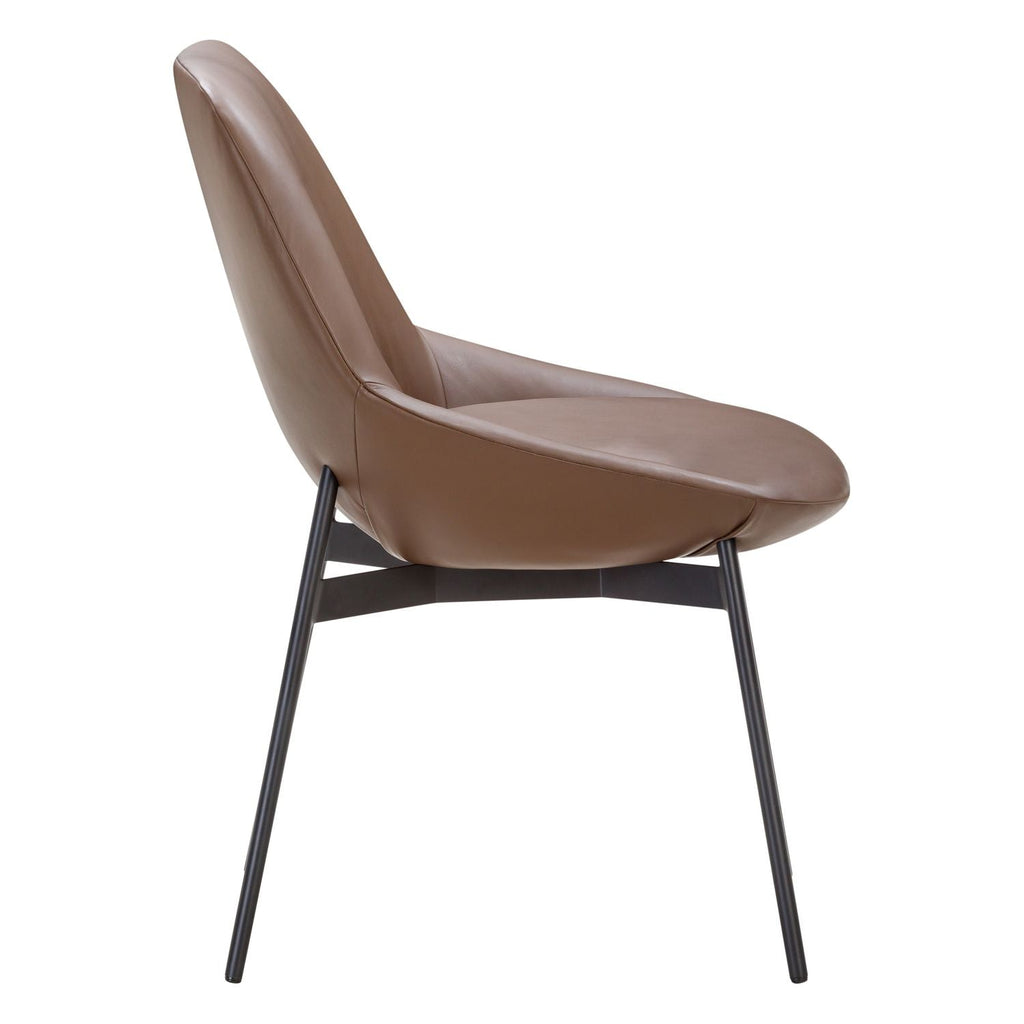 Chaise de salle à manger contemporaine en acier rembourré avec accoudoirs bas et dossier inclinable