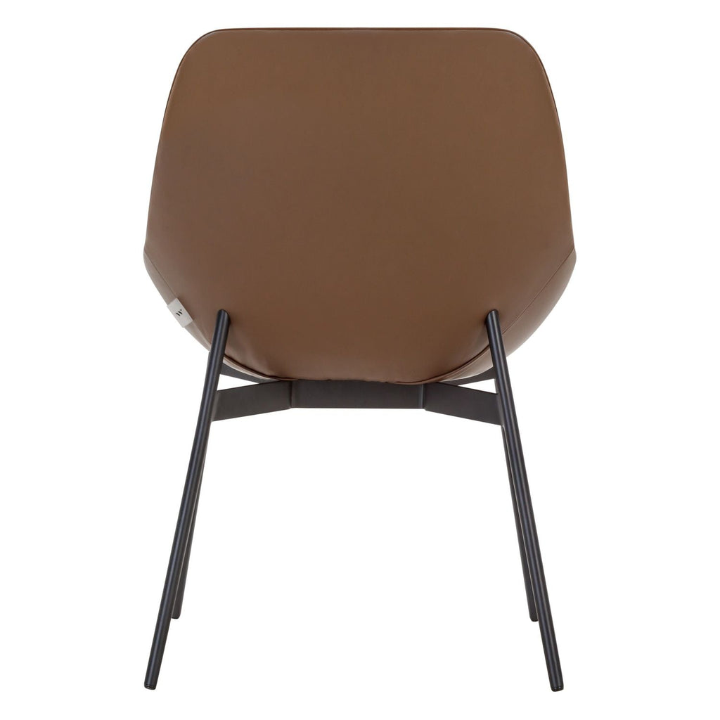 Chaise de salle à manger contemporaine en acier rembourré avec accoudoirs bas et dossier inclinable