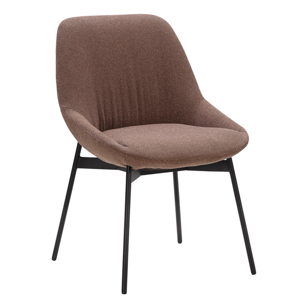 Chaise de salle à manger contemporaine en acier rembourré avec accoudoirs bas et dossier inclinable