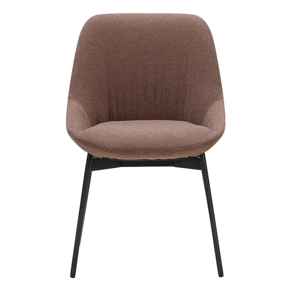Chaise de salle à manger contemporaine en acier rembourré avec accoudoirs bas et dossier inclinable