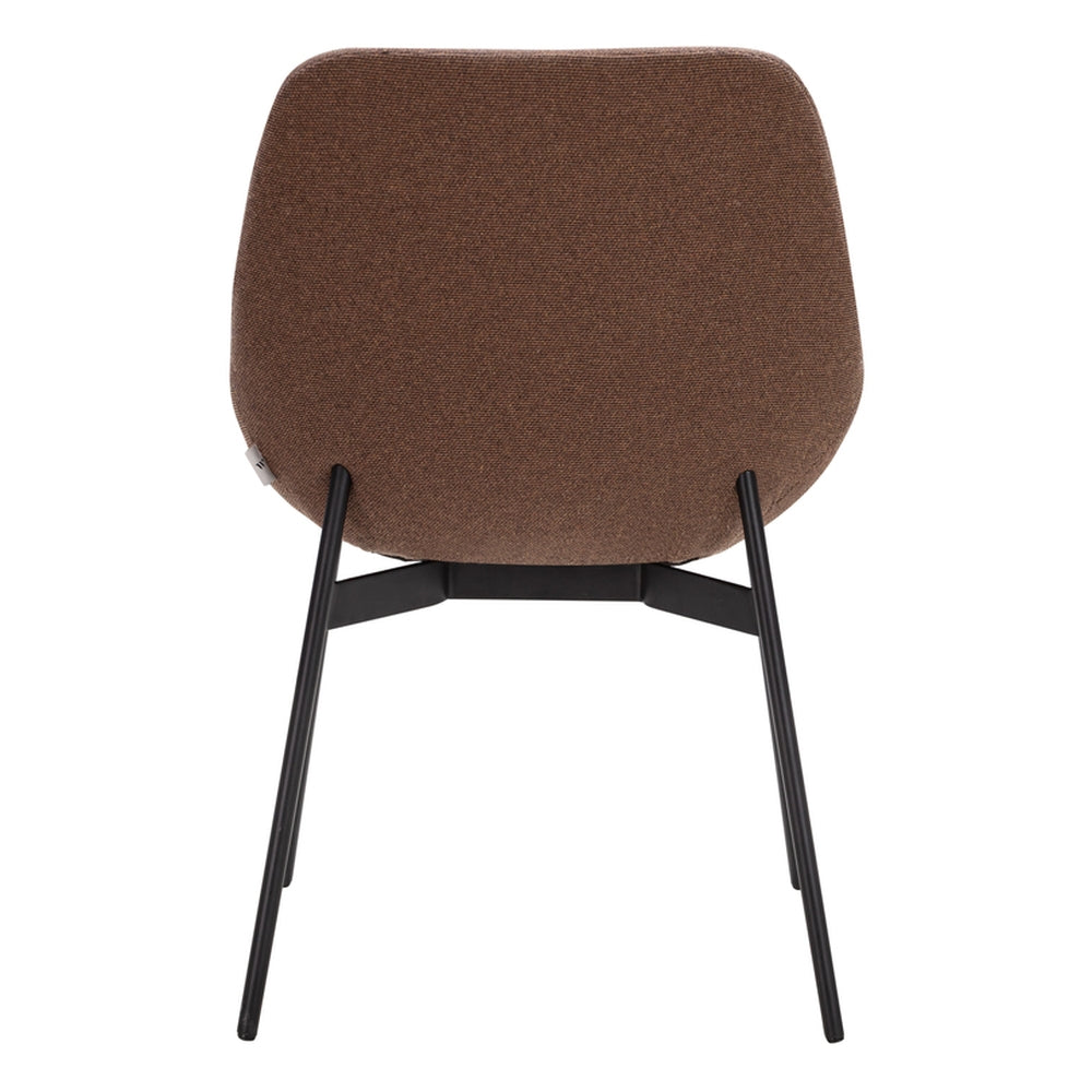 Chaise de salle à manger contemporaine en acier rembourré avec accoudoirs bas et dossier inclinable
