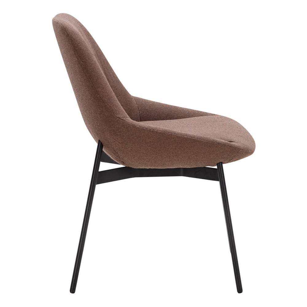 Chaise de salle à manger contemporaine en acier rembourré avec accoudoirs bas et dossier inclinable