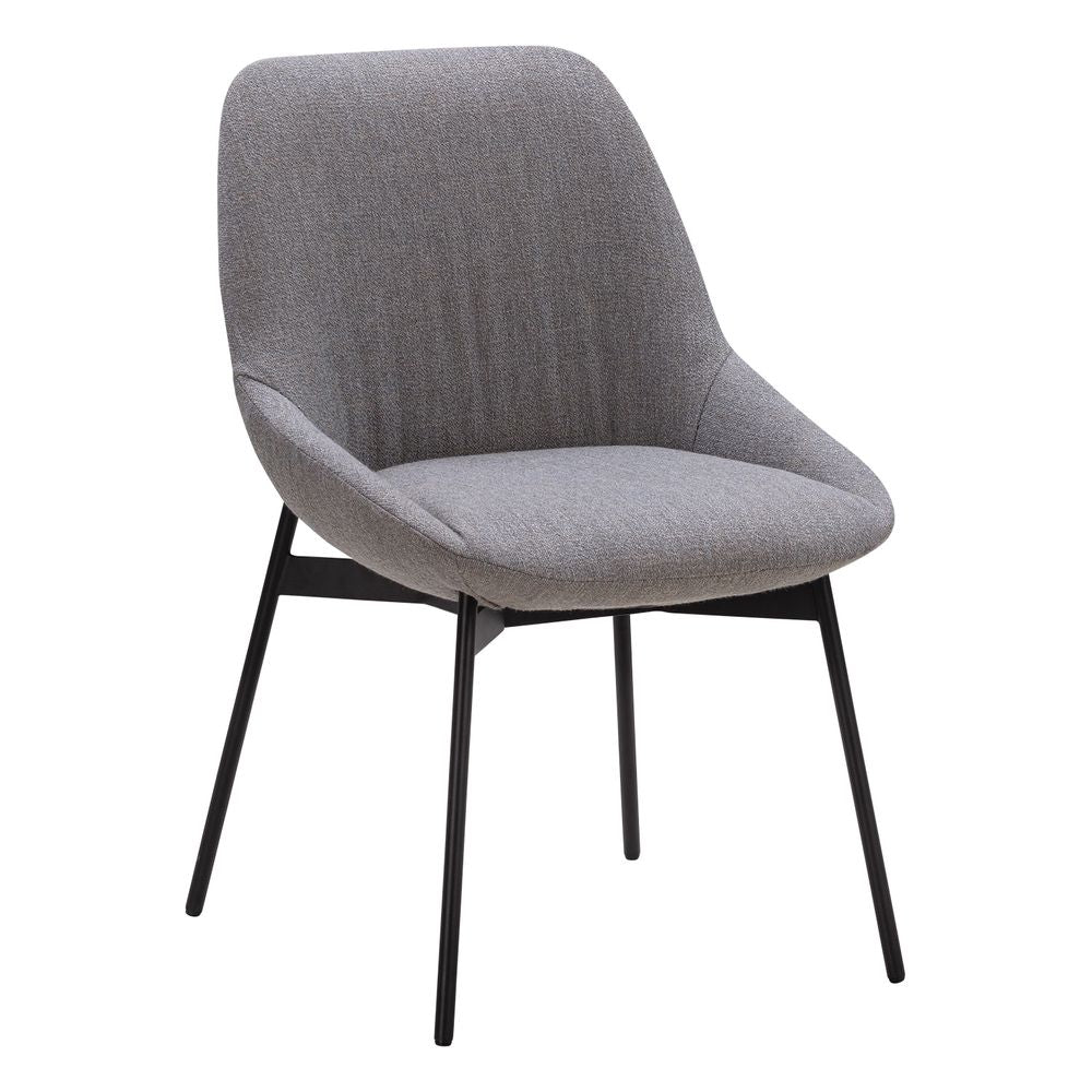 Chaise de salle à manger contemporaine en acier rembourré avec accoudoirs bas et dossier inclinable