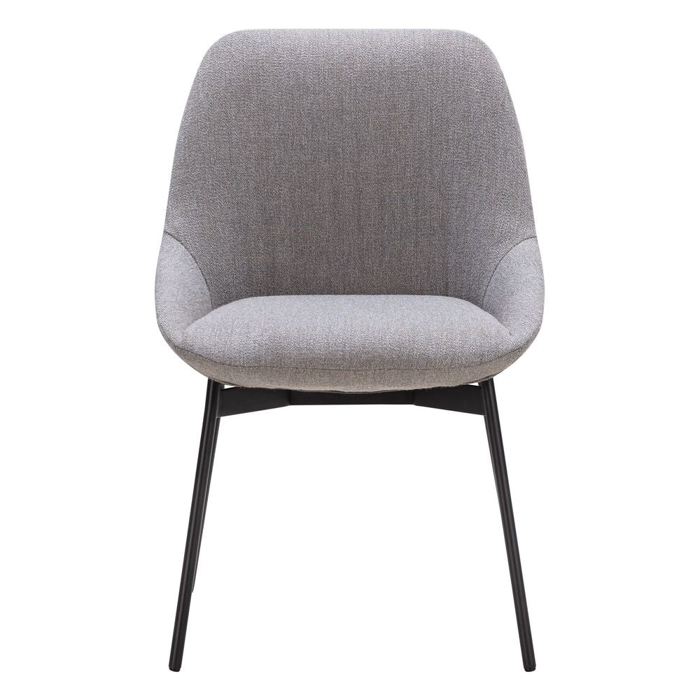 Chaise de salle à manger contemporaine en acier rembourré avec accoudoirs bas et dossier inclinable