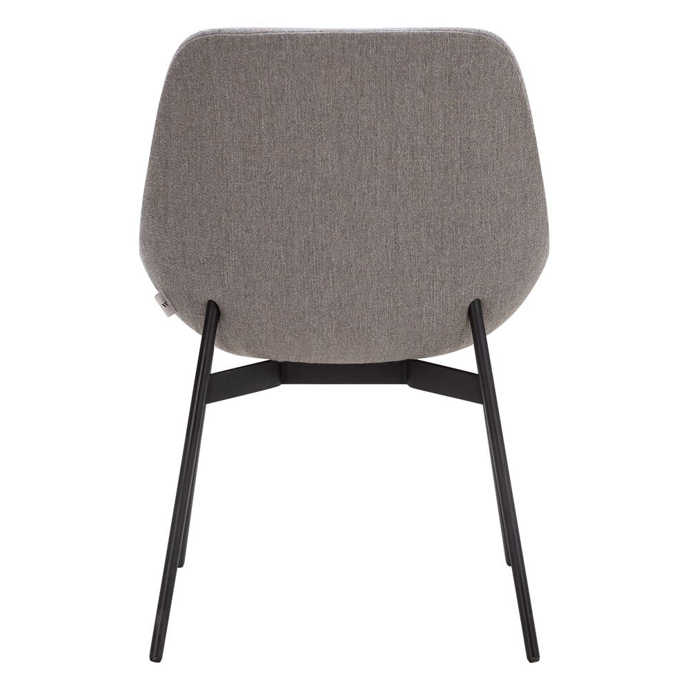 Chaise de salle à manger contemporaine en acier rembourré avec accoudoirs bas et dossier inclinable