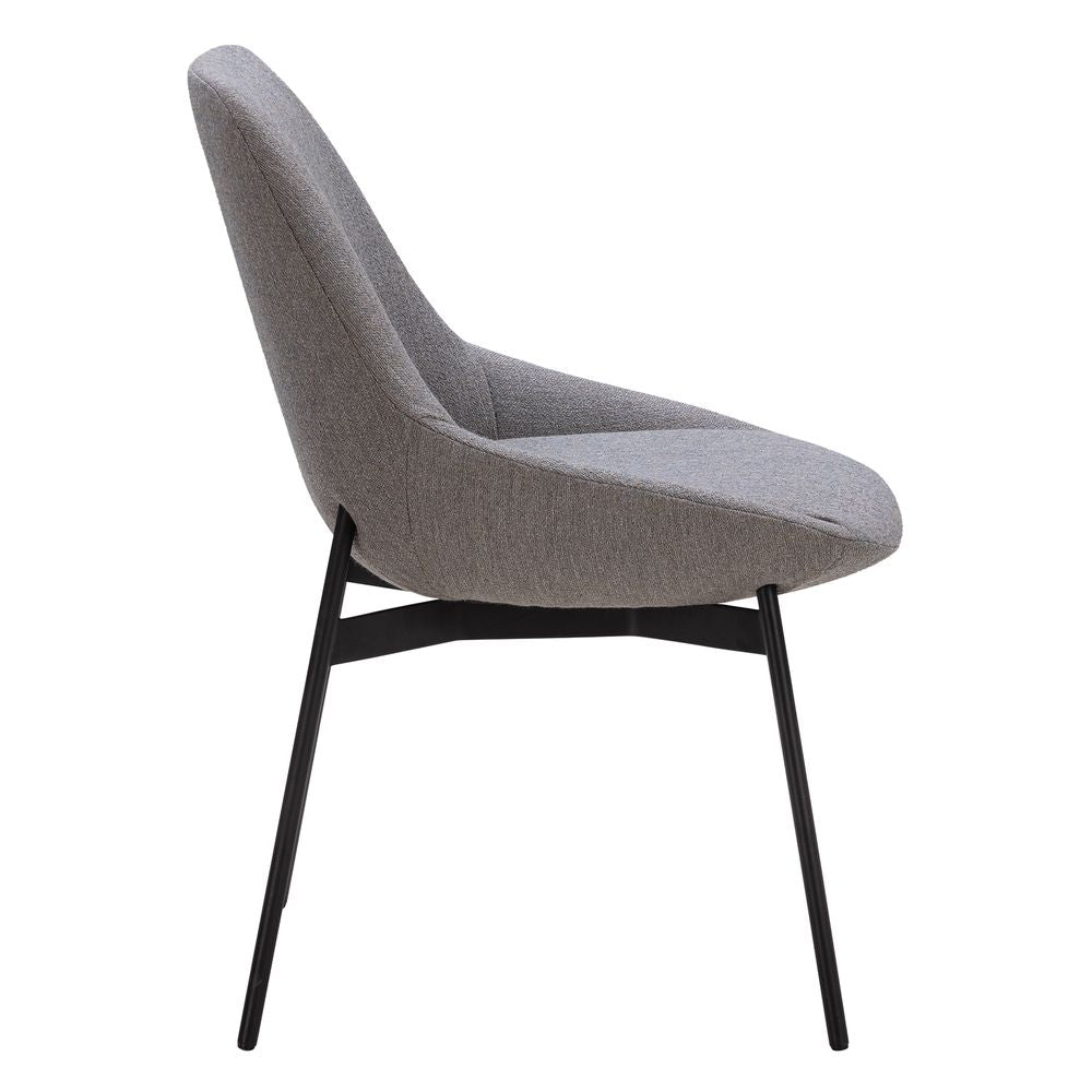 Chaise de salle à manger contemporaine en acier rembourré avec accoudoirs bas et dossier inclinable