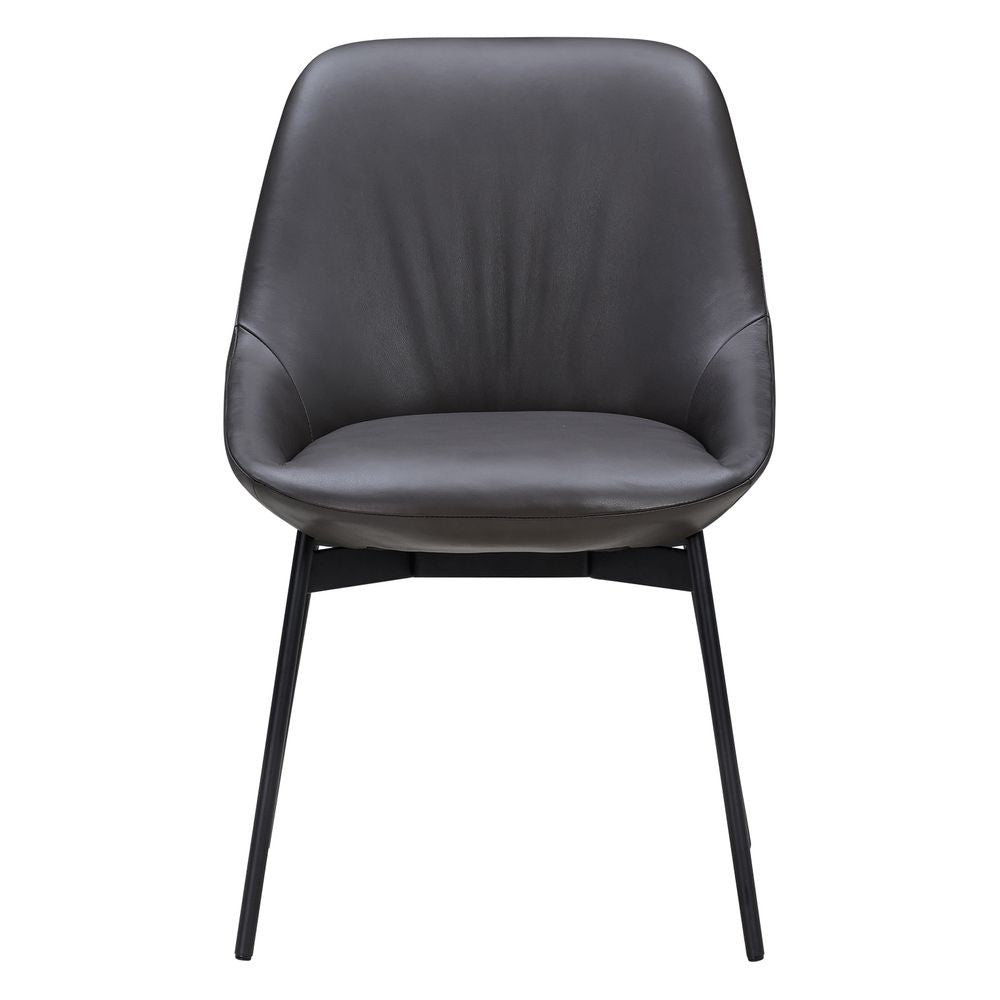 Chaise de salle à manger contemporaine en acier rembourré avec accoudoirs bas et dossier inclinable