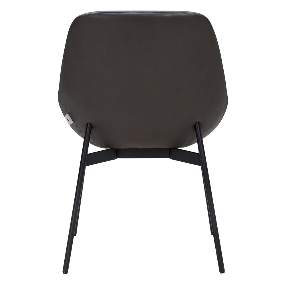 Chaise de salle à manger contemporaine en acier rembourré avec accoudoirs bas et dossier inclinable