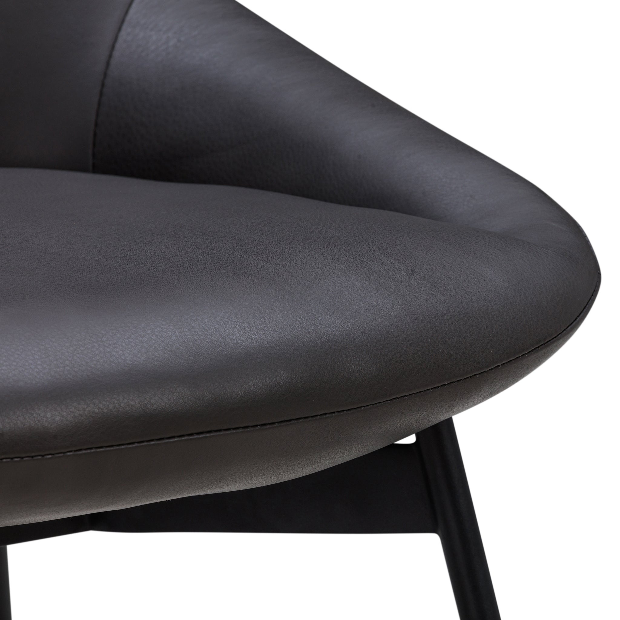 Chaise de salle à manger contemporaine en acier rembourré avec accoudoirs bas et dossier inclinable