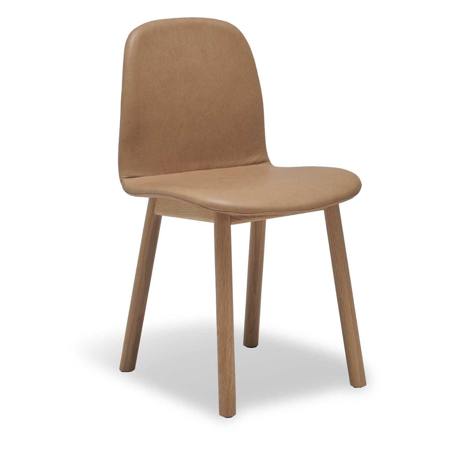 Chaise de salle à manger scandinave en contreplaqué et chêne avec coque ergonomique sinueuse